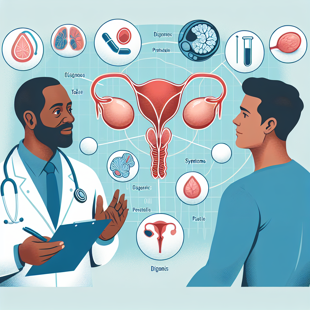 Prostatit teşhisi, belirtiler ve tanı yöntemleri hakkında bilgi veren bir infografik.