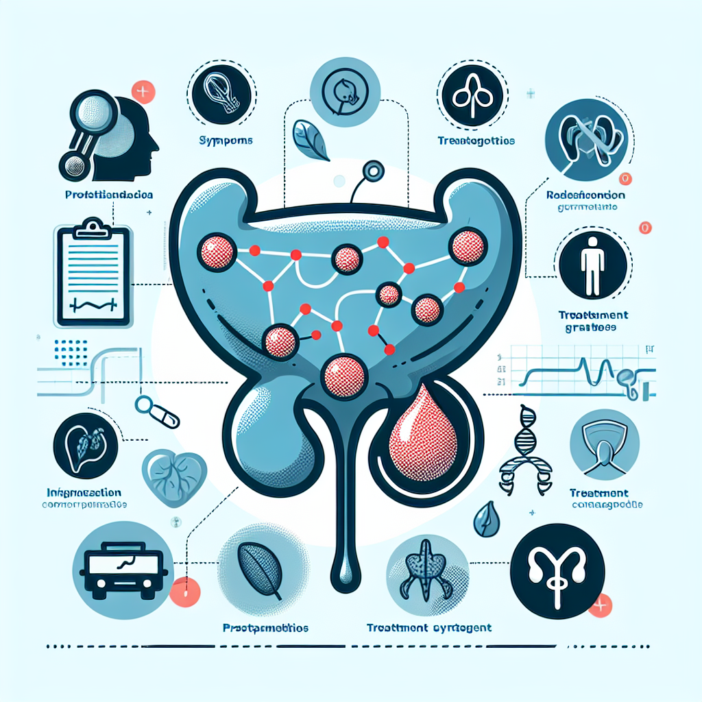 Prostatit belirtileri, türleri, tedavi seçenekleri ve yönetim yöntemlerinin anlatıldığı bir tasarım.